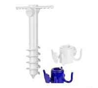 Sileduove Ancla de arena para sombrillas de playa con diseño de 5 espirales, soporte para sombrilla de plástico ABS para viento y clima, blanco para vacaciones en la playa y camping(1)
