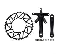 Sileduove Bielas de bicicleta huecas ultraligeras 130BCD 48-56T plato plegable carretera E-Bike CNC AL6061 aluminio 170mm agujero cuadrado velocidad única dientes anchos estrechos negro (56T)