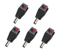 Sileduove Conector de alimentación CC macho hembra 5.5x2.1mm Bloque de terminales de alambre Tipo de prensa Sin tornillos Adaptador de fuente de alimentación Negro (macho)