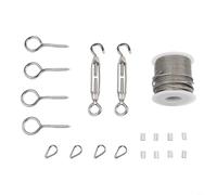 Sileduove Cuerda de alambre de acero inoxidable, kit para colgar cables, juego de ganchos, hardware de mejora del hogar, fuerte capacidad de carga, diseño resistente al desgaste, 15 m de longitud, 2