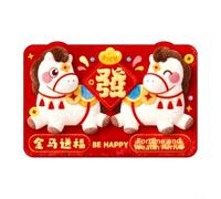 Sileduove Felpudo de terciopelo antideslizante, con diseño de caballo de dibujos animados, para decoración de Año Nuevo chino, absorción rápida de agua, base antisorbos, para entrada (B)