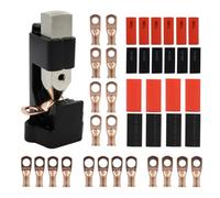 Sileduove Juego de herramientas de crimpadora de lengüeta de martillo con lengüetas de alambre y tubos termorretráctiles, diseñado para engarzar conectores de batería y cable de soldadura de 8 AWG a