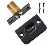 Sileduove Juego de pestillo ajustable para puerta de bola rodante, latón macizo y acero inoxidable con placa de golpe para armario interior para puertas francesas, kit de herrajes de acabado negro