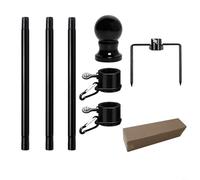Sileduove Kit de asta de bandera de acero inoxidable de 4 pies con anillos giratorios de aleación de aluminio y secciones roscadas para una fácil asamblea