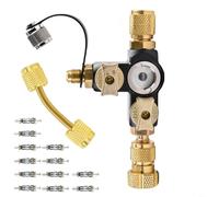 Sileduove Kit de herramientas de extracción de núcleo de válvula con vidrio de visión para HVAC, juego de extractor de válvula dual SAE de 1/4 pulgadas, construcción de latón y acero inoxidable