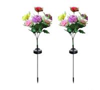 Sileduove Luces solares de jardín de clavel, lámparas LED de estaca, iluminación decorativa al aire libre para patio, camino, IP65 impermeable, encendido/apagado automático, 70 cm de altura, plástico