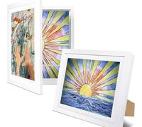 Sileduove Marco de exhibición de obras de arte para niños, 32,7 x 24 x 3,5 cm, marcos de arte para niños, almacenamiento de estilo de madera para dibujos y creaciones infantiles con diseño de soporte