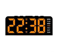 Sileduove Reloj de pared digital, reloj despertador LED, pantalla grande de personajes, decoración del hogar, espectáculo multifuncional de temperatura, fecha, semana, brillo ajustable, luz ambiental