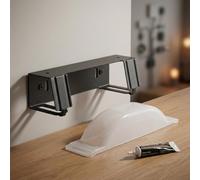 Sileduove Soporte de pared sin taladro, estante WiFi de acero al carbono, con organizador de cables, para ahorrar espacio seguro, solución de almacenamiento de red doméstica (A negro)