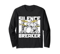 Silence Breaker Vintage Music Percussion Band Graphic Drum Manga Larga