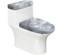 Silence - Juego de 2 fundas para tapa de inodoro y tapa de tanque de inodoro, accesorios de decoración de baño, diseño elástico de impresión completa, se adapta a la mayoría de inodoros