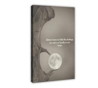 Silence Loves to Hide The Feelings We Carry So Loudly in Our Heart - Póster de lienzo con citas inspiradoras para decoración de pared, pinturas para sala de estar, dormitorio, 20 x 30 cm