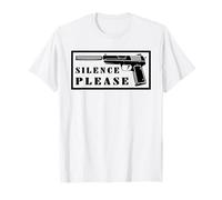 Silence Please Cool Gun With Silencer Quiet Gun Quote Camiseta