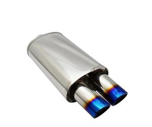 Silenciador Cola Sistemas Escape Silenciador Tubo M Tambor Universal Acero Inoxidable Azul Quemado Plata Doble Exportación 63MM 76MM Car Escape Tubo