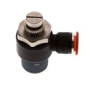 Silenciador de control de flujo Codo de entrada del medidor 10 mm - R1/2'' Latón/PA 66