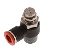 Silenciador de control de flujo Codo de entrada del medidor 10 mm - R3/8'' Latón/PA 66