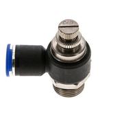 Silenciador de control de flujo Codo de salida de contador 12 mm - G1/2'' Latón/PA 66