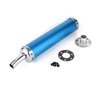 Silenciador de escape, 20 mm 0,8 pulgadas 2 tiempos motocicleta acero inoxidable silenciador de escape silenciador tubo silenciador modificado para motocicleta(Azul)