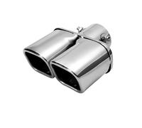 Silenciador De Escape Universal De Acero Inoxidable Para Coche, Boca Grande, Doble Salida, Modificación Silenciadores Automóviles(Silver)