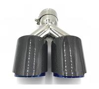 Silenciador Escape 1 Uds. Punta De Escape Doble Universal Punta Trasera De Fibra De Carbono Brillante Extremo Del Tubo De Escape Punta Cuádruple Tubos extremo coche(60MM IN 114 MM OUT)