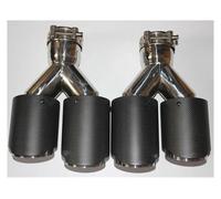 Silenciador Escape 2 Uds 2,5 "63mm Entrada 3,5" 89mm Salida Punta De Escape De Fibra De Carbono Puntas Silenciador Universales Puntas Cuádruples De Doble Tubo Garganta Cola(73MM IN-101MM OUT)