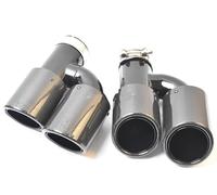 Silenciador Escape 2 Uds Izquierda Y Derecha Doble Negro Brillante Fibra De Carbono Acero Inoxidable Punta De Escape Automático Doble Silenciador Extremo Del Tubo Tubos extremo coche(73-101MM)