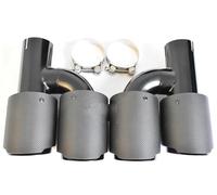 Silenciador Escape OD 76mm Dos Piezas Estilo H Izquierda Y Derecha Doble Fibra De Carbono Negro Tubo De Extremo De Punta De Escape Automático Tubos extremo coche(57-76mm)