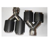 Silenciador Escape Puntas De Silenciador Universales Puntas Cuádruples Doble Tubo 2 Uds 2,5 "63mm Entrada 3,5" 89mm Salida Punta De Escape De Fibra De Carbono Garganta Cola(57MM IN-101MM OUT)