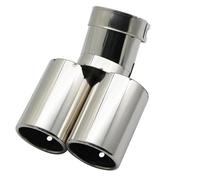 Silenciador Escape Silenciadores De Coche Punta De Tubo De Escape Curva Plana Universal Silenciador De Salida Doble De Acero Inoxidable De Varios Tamaños 63MM Garganta Cola(Silver 51MM)