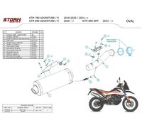 Silenciador Escape Storm By Mivv Oval Acero Inox Negro Ktm 790 Adv R 2021 2026