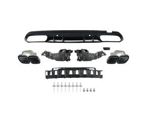 Silenciador Para Benz W205 C300 Sedan 2015+ Para AMG Para Difusor De Parachoques Trasero + Terminales De Escape Negro Punta Escape