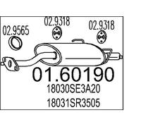 Silenciador trasero 01.60190 MTS para HONDA CIVIC V Hatchback CIVIC VI Hatchback