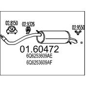 Silenciador trasero 01.60472 MTS para SKODA VW SEAT