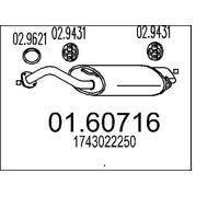 Silenciador trasero 01.60716 MTS para TOYOTA COROLLA Verso
