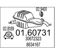 MTS 01.60731 Silenciador trasero para VOLVO V70 II (285) S60 I (384)