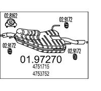 Silenciador trasero 01.97270 MTS para SAAB 9-5 9-5 Station Wagon
