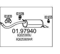 Silenciador trasero 01.97940 MTS para VW SEAT SKODA