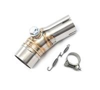 Silenciador Tubo Escape 51mm Slip-on Motocicleta Exhuast Medio Enlace Tubo Escape Silenciador Adaptador Tubo Conexión Para KAWASAKI ER6N Para ER 6N Para ER-6N Para Kawasaki ER6F Para ER 6F(Plata)