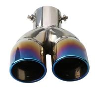 Silenciador Tubo Escape Universal Para Coche 63 Mm Boquilla Salida Trasera Moldura Acero Inoxidable Doble Tubo Extremo Escape(Straight Roast Blue)