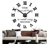 Silenciar DIY Frameless Gran Reloj De Pared Números Romanos 3D Relojes De Pared Espejo Pegatina Para Ministerio Del Interior Decoraciones (Negro)