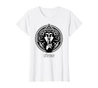 Silencio Camiseta gráfica económica, Mujer, Blanco, XL