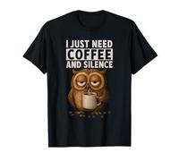 Silencio de café de búho gruñón - Divertido amante de la cafeína Camiseta