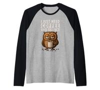 Silencio de café de búho gruñón - Divertido amante de la cafeína Camiseta Manga Raglan