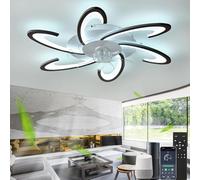 Silencioso Led Ventilador De Techo Con Luz, Regulable Alexa Lampara Ventiladores Techo, Moderno Design Lámpara Techo Ventilador 6 Velocidades Timer Ceiling Fan With Light Niños Salon Dormitorio Negro