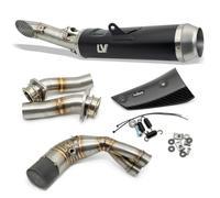 Silencioso LeoVince LV RACE con ABE, compatible con Honda CB750 Hornet | Silenciador catalizador Black Edition acero inox negro, protector calor carbono, homologado E, 14437EBK