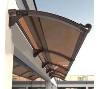 Silencioso Marquesina para Puertas y Ventanas,Tejadillo Puerta Protección,Marquesina de Techo Contra la Lluvia,Soporte de Aluminio Resistente a Los Impactos de 300 Kg (100x320cm/39"x126",Brown)