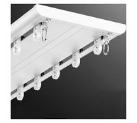 Silencioso Riel De Cortina De 2 Vías De Panel Aluminio, Riel De Cortina De Doble Fila Silencioso, Pesado Barra Cortinas, Para Cortinas, Divisor De Habitación(White,1.4m)
