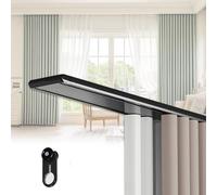 Silenciosos Riel de Cortina Doble, 1m-6m Riel de Techo de Aluminio para Cortina, Corredera Pista Barra Cortinas Techo para Familias Oficinas Separador de Habitaciones(Black,2.4m(7.9ft))