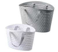 SILENRADAWN 2 Cestos Colada de Plástico Diseño Hueco y Asas, Fáciles de Mover, Ideales para Almacenamiento en Dormitorio y Baño, Paquete de 2 Unidades