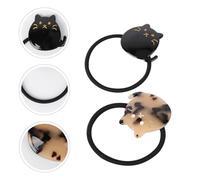 SILENRADAWN 2 Piezas Juego de Anillos Cabello de Niña Diseño de Gato en Material de Ácido Acético Negro para Uso Diario y Sesiones de Fotos